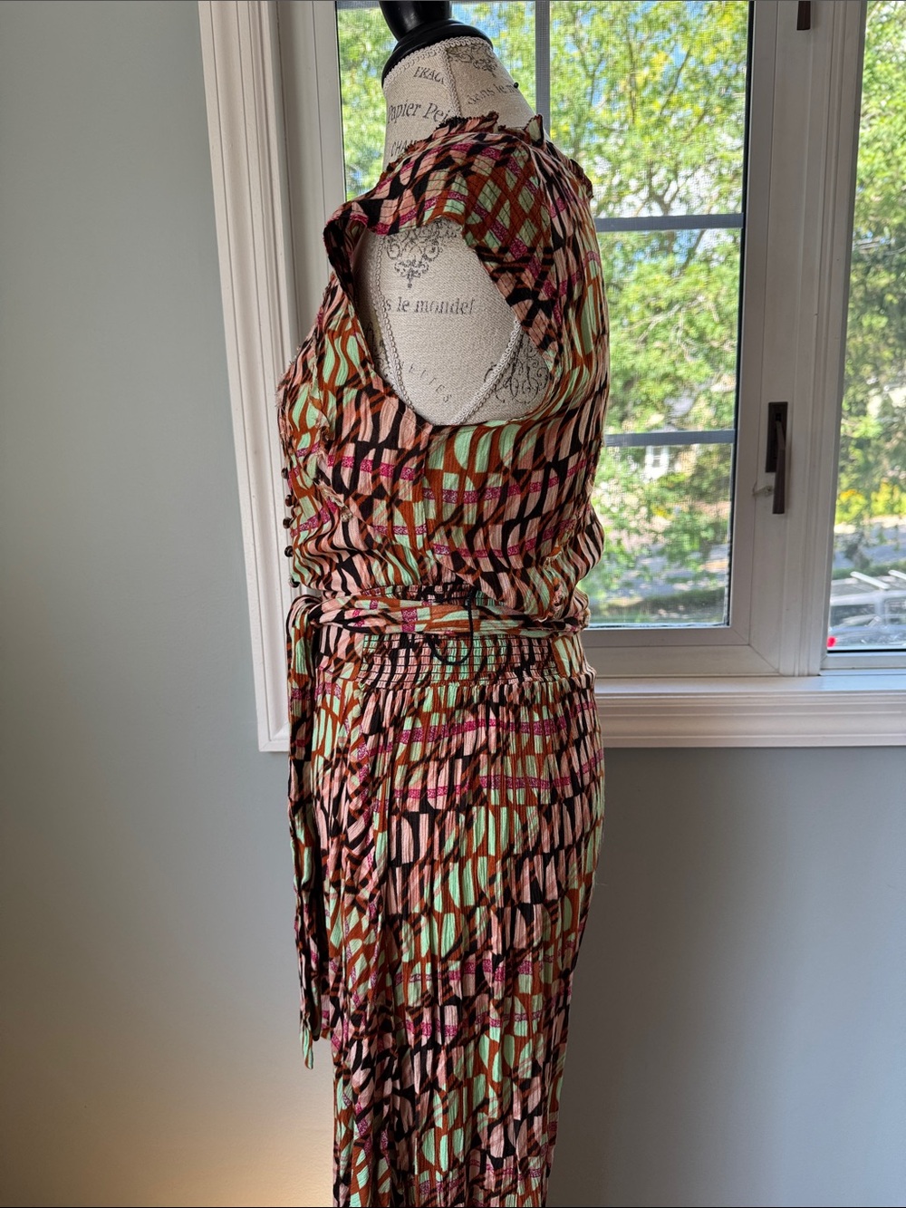 Free People Sahara Jumpsuit bold geometric print fly away pants ruffled EUC Smal - Picture 5 of 12